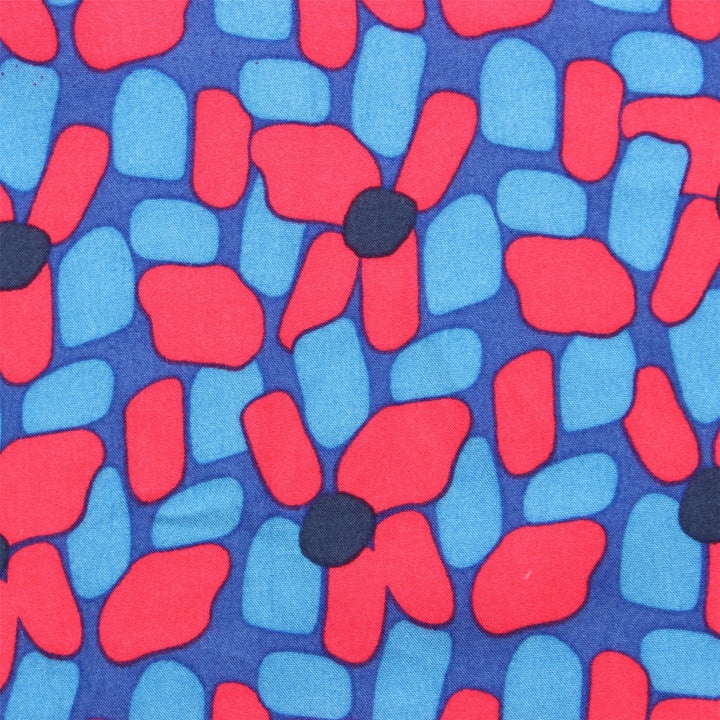 Tailored Fit Short Sleeve Shirt - Red & Blue Abstract