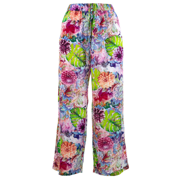 Loose Summer Trousers - Psychedelic Monstera Green