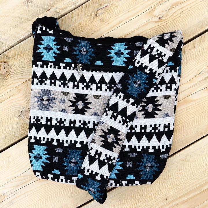 Cotton Canvas Sling Shoulder Bag - Aztec Grey