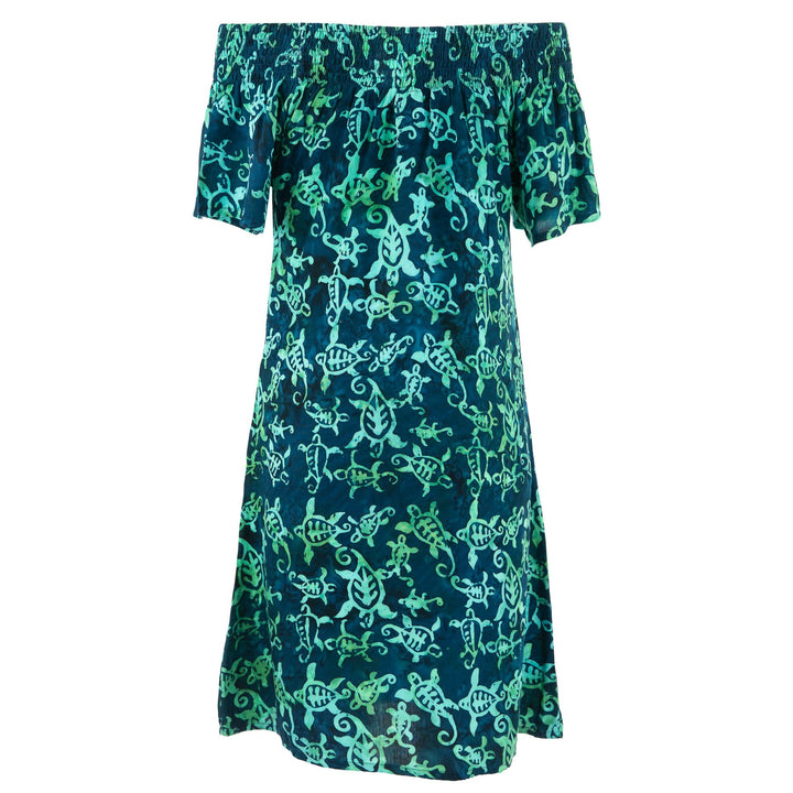 Shirred Comfy Dress - Turtle Bay Blue