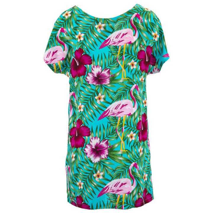 Lolo Short Shift Dress - Flamingo Fronds