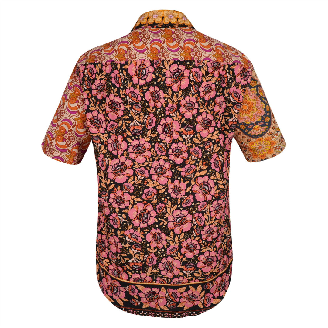 Regular Fit Short Sleeve Shirt - Random Mixed Panel Orange