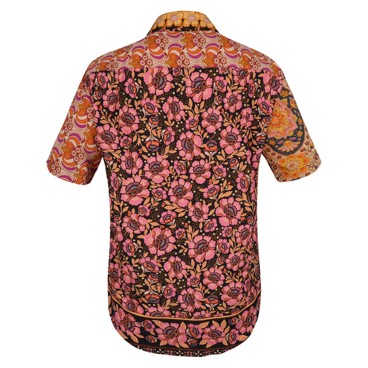 Regular Fit Short Sleeve Shirt - Random Mixed Panel Orange