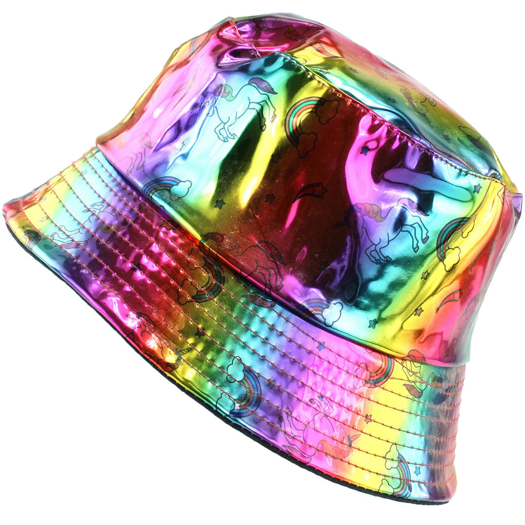 Holographic Bucket Hat - Shiny Unicorn Rainbow