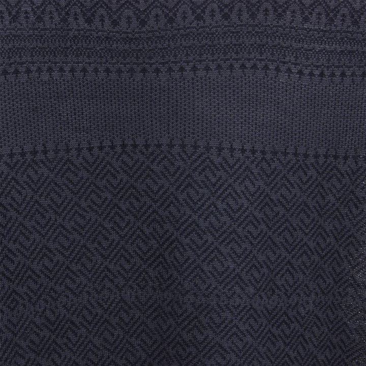Wool Blend Knit Jumper with Nordic Fair Isle Design - Indigo Grape