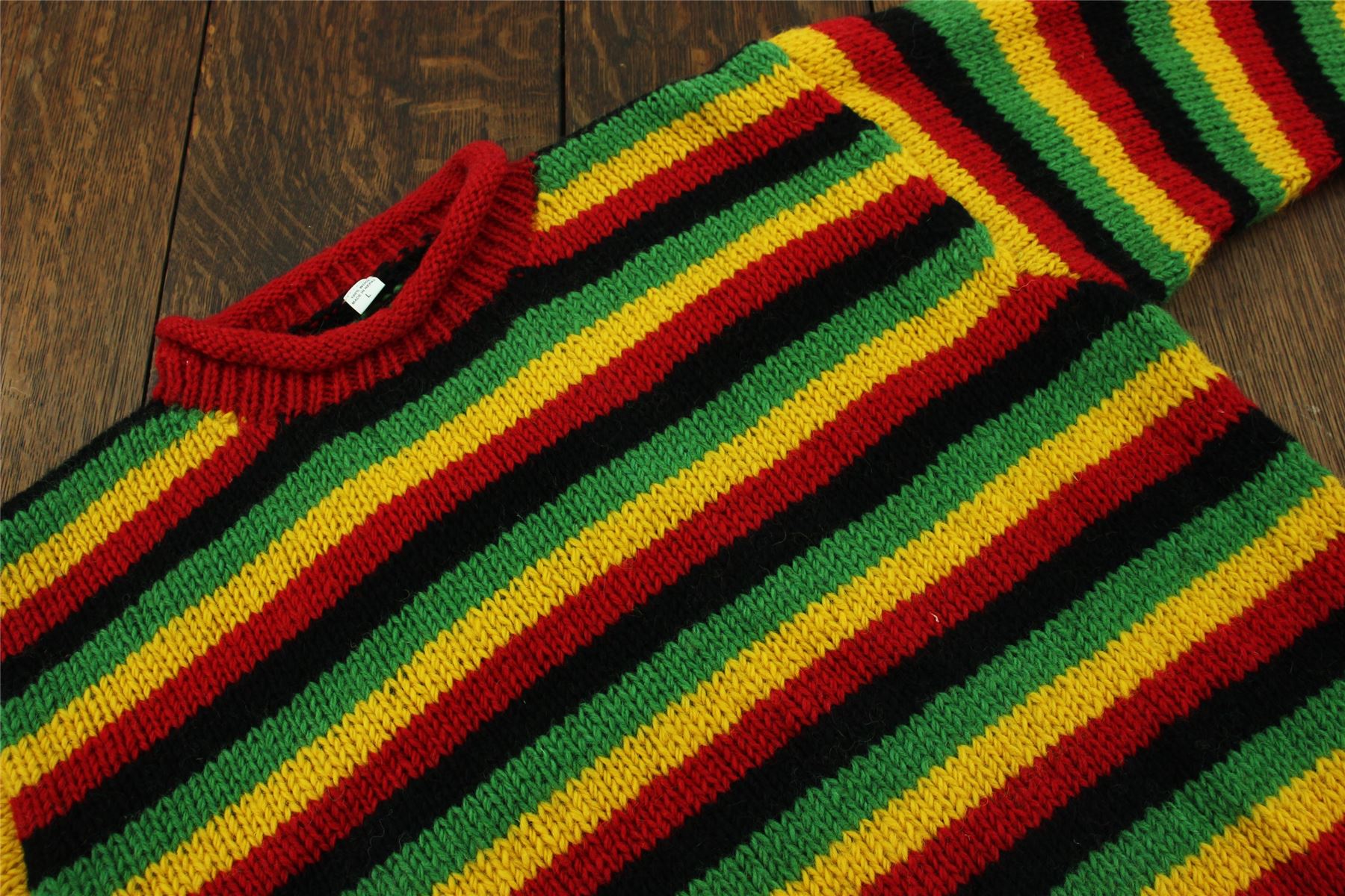 Chunky Wool Knit Jumper - Stripe Rasta – LoudElephant