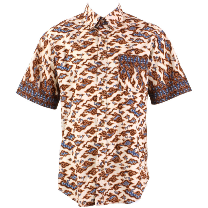 Regular Fit Short Sleeve Shirt - Black & Light Orange Abstract