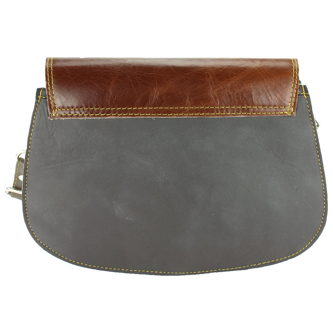 Real Leather Colourful Messenger Shoulder Bag - Orange Mix