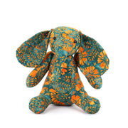 Batik Cotton Friendship Elephant - Teal Orange Floral