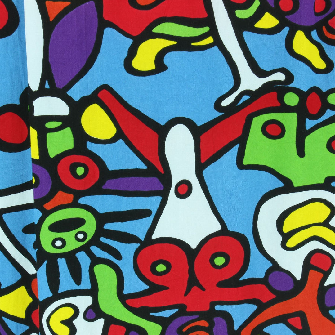 Slim Fit Short Sleeve Rayon Shirt - Tiffy Print - Blue