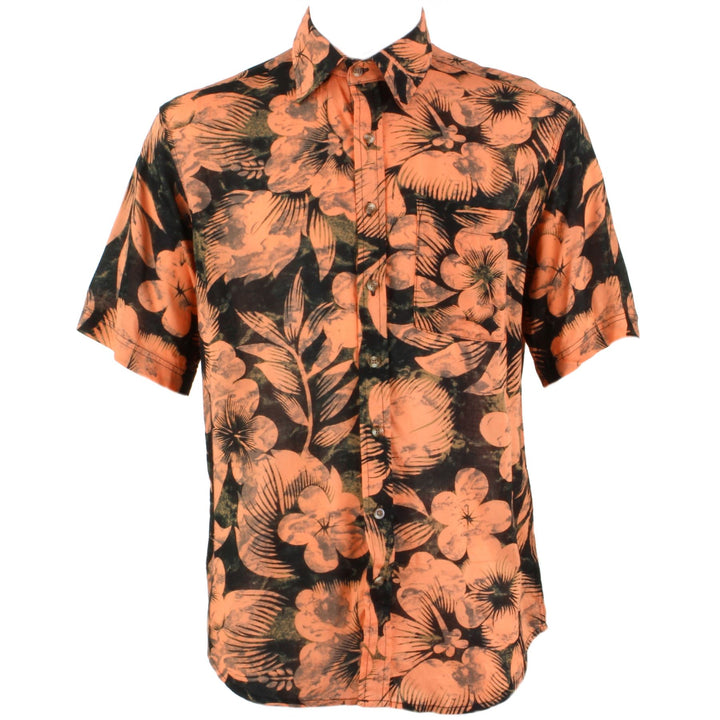 Regular Fit Short Sleeve Shirt - Orange & Black Floral