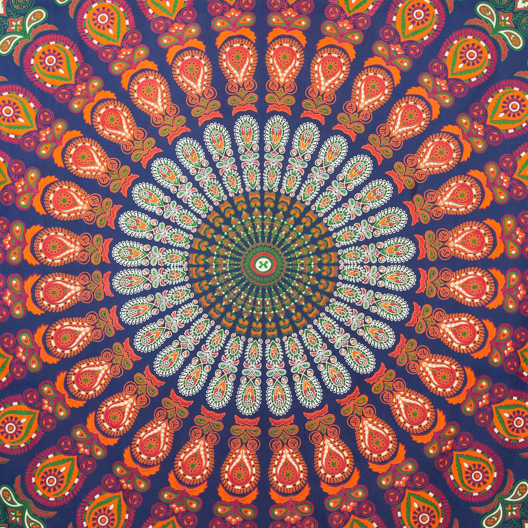 Block Printed Mandala Wall Hanging - Berry Blue