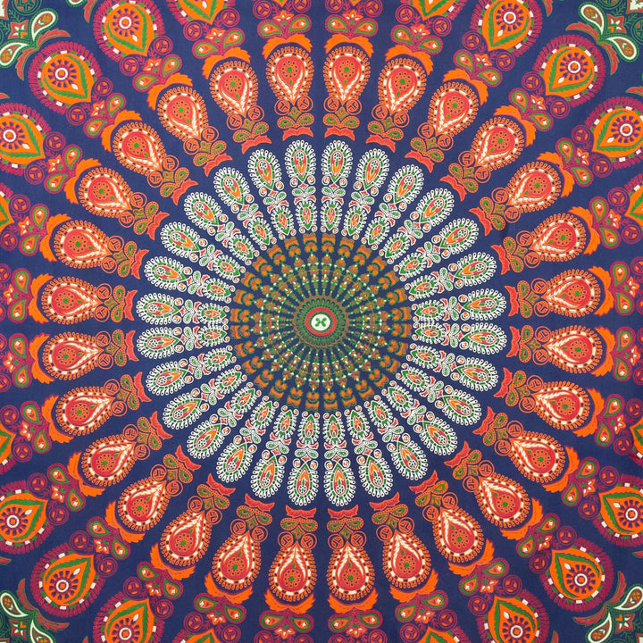 Block Printed Mandala Wall Hanging - Berry Blue