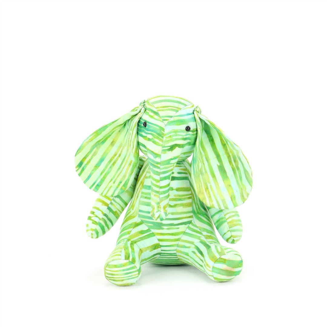 Batik Cotton Friendship Elephant - Green Stripe