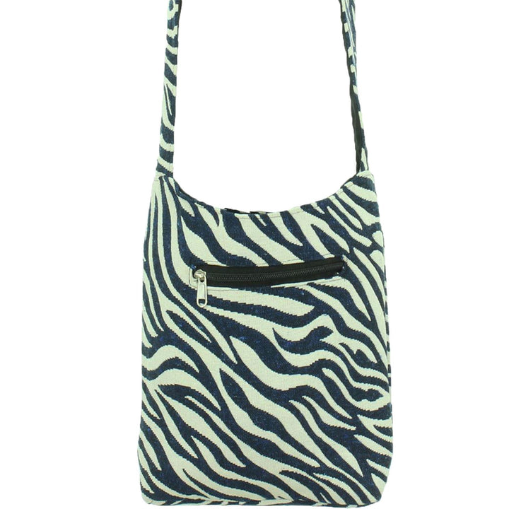 Cotton Canvas Sling Shoulder Bag - Zebra Blue