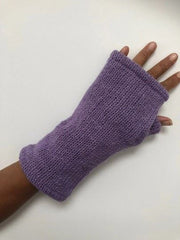 Wool Knit Fleece Lined  Wrist Warmers - Plain Lilac