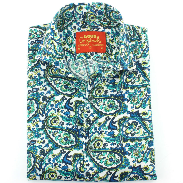Tailored Fit Short Sleeve Shirt - Porcelain Paisley