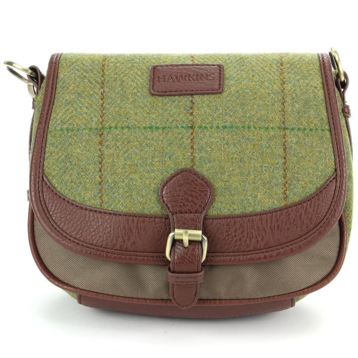 Tweed Cross Body Messenger Shoulder Bag Handbag - Mid Green