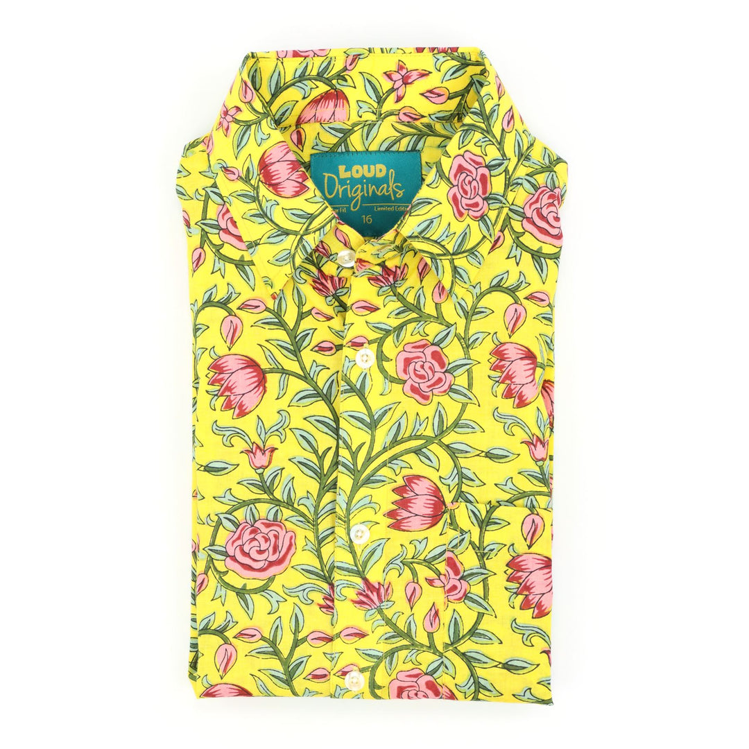 Regular Fit Short Sleeve Shirt - Golden Meadow Rose