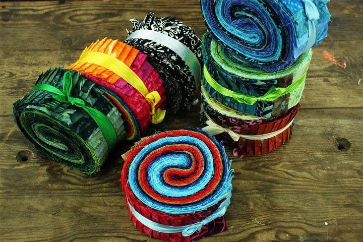 Cotton Batik Pre Cut Fabric Bundles - Jelly Roll  - Shades of Purple