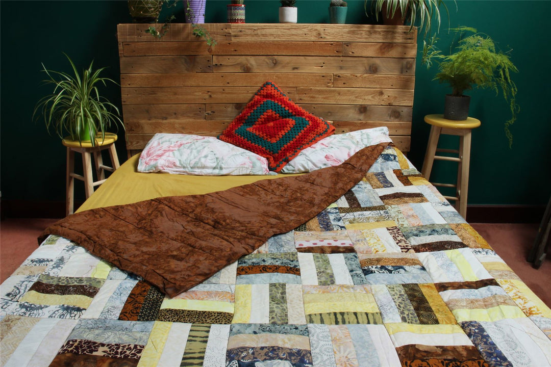 Handmade Quilted Patchwork Batik Printed Bedspread