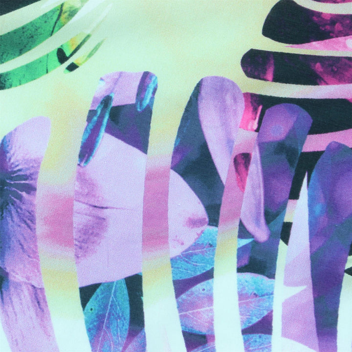 Regular Fit Long Sleeve Shirt - Purple & Green Abstract Jungle