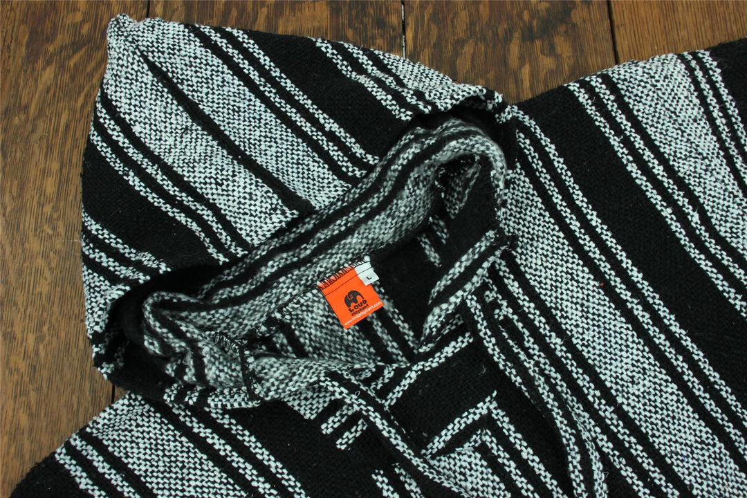 Recycled Mexican Baja Jerga Hoody - Black White