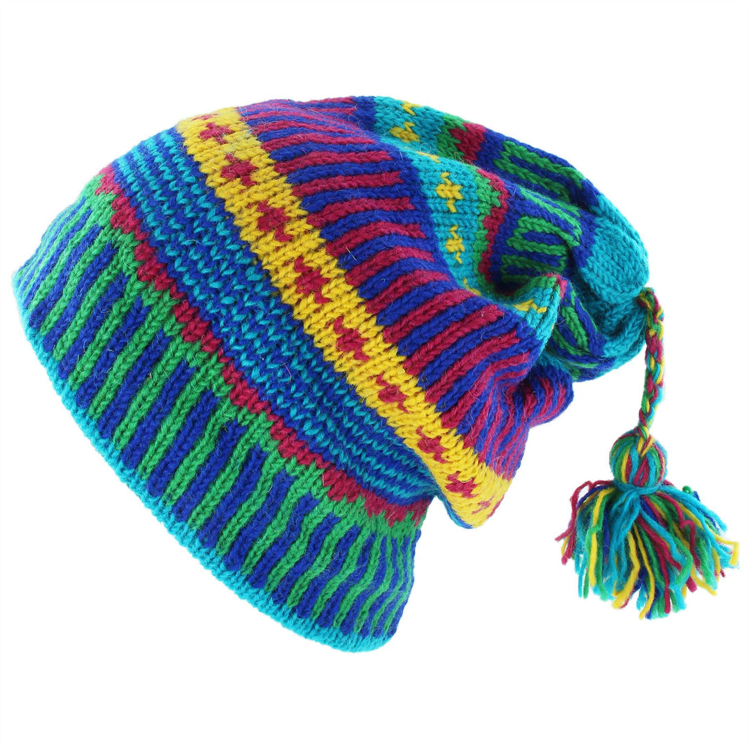 Wool Knit Tassel Beanie Hat - Carnival