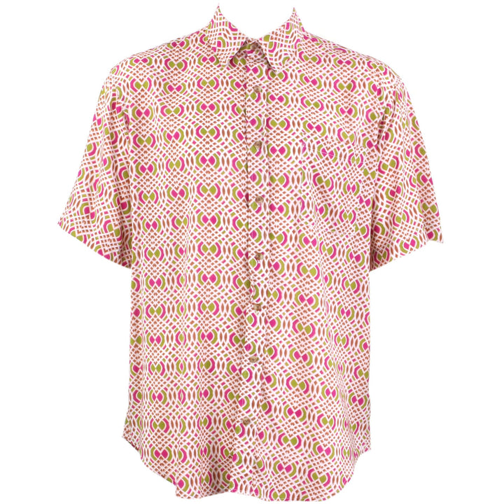 Regular Fit Short Sleeve Shirt - Pink & Green Abstract
