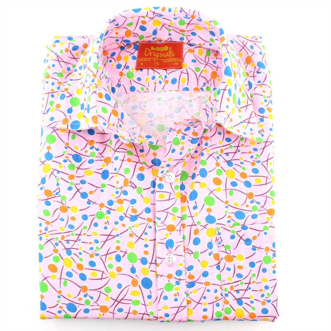 Tailored Fit Short Sleeve Shirt - Pink & Multi Dots