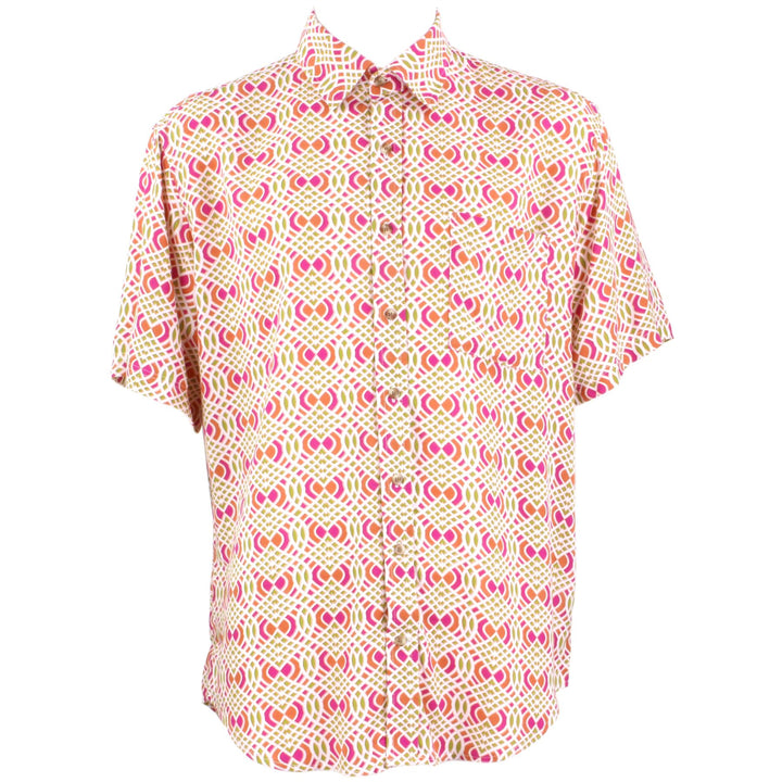 Regular Fit Short Sleeve Shirt - Orange & Pink Abstract