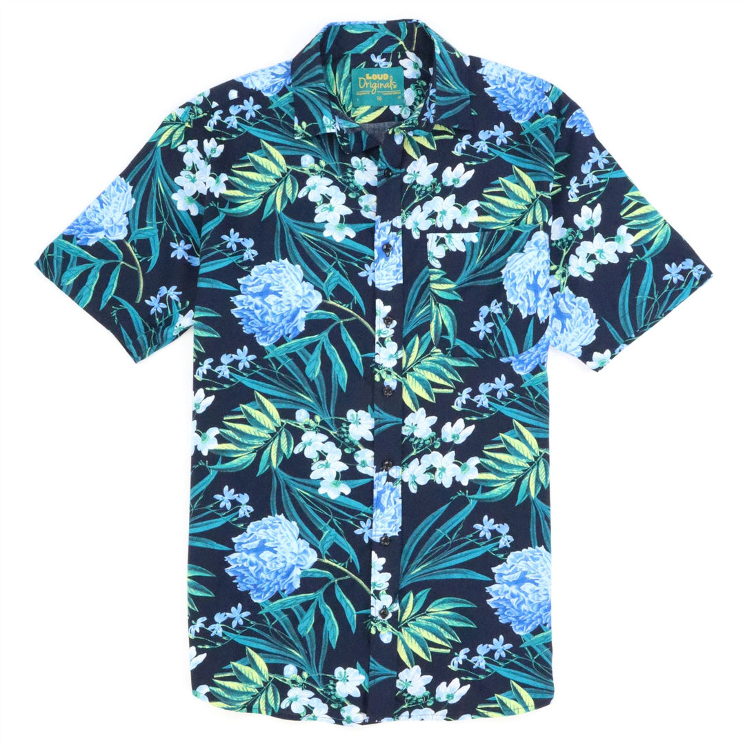 Regular Fit Short Sleeve Shirt - Navy Tropics