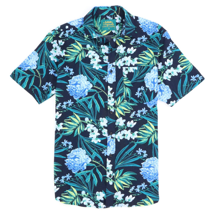 Regular Fit Short Sleeve Shirt - Navy Tropics