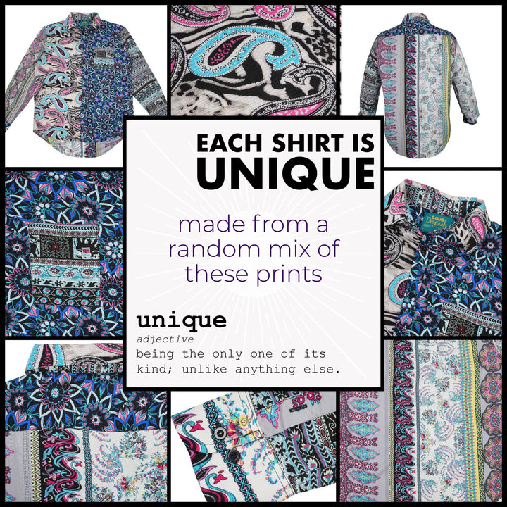 Regular Fit Long Sleeve Shirt - Random Mixed Panel Paisley Floral