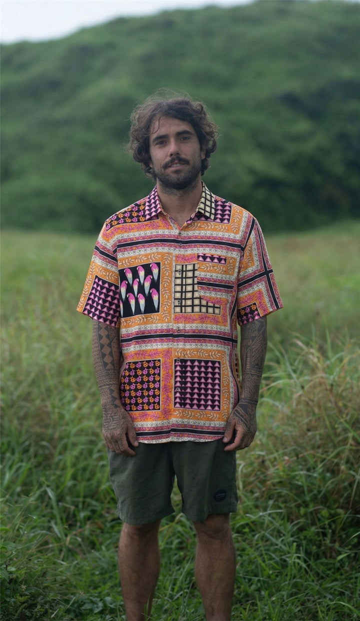 Regular Fit Short Sleeve Shirt - Parrot Panel