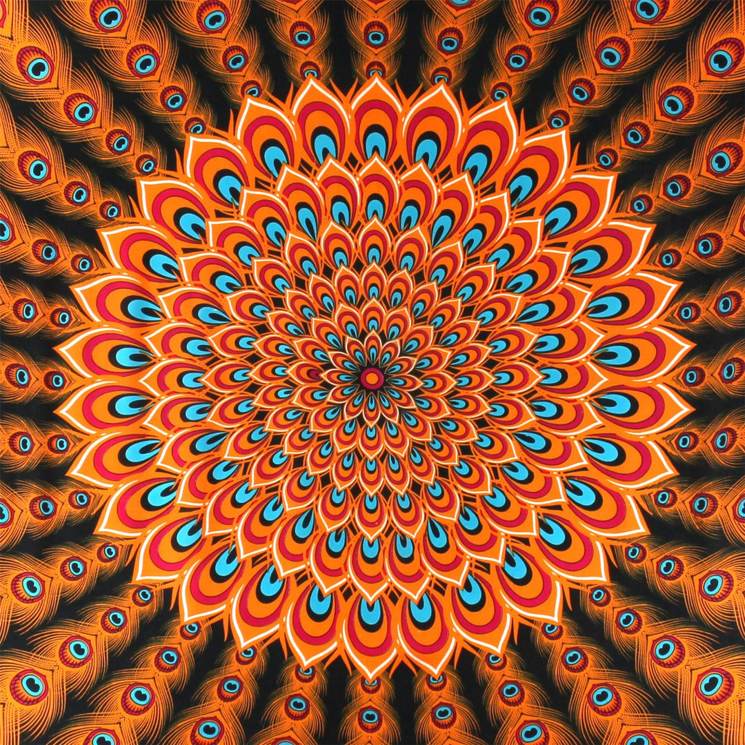 Viscose Rayon Sarong - Peacock - Orange & Blue