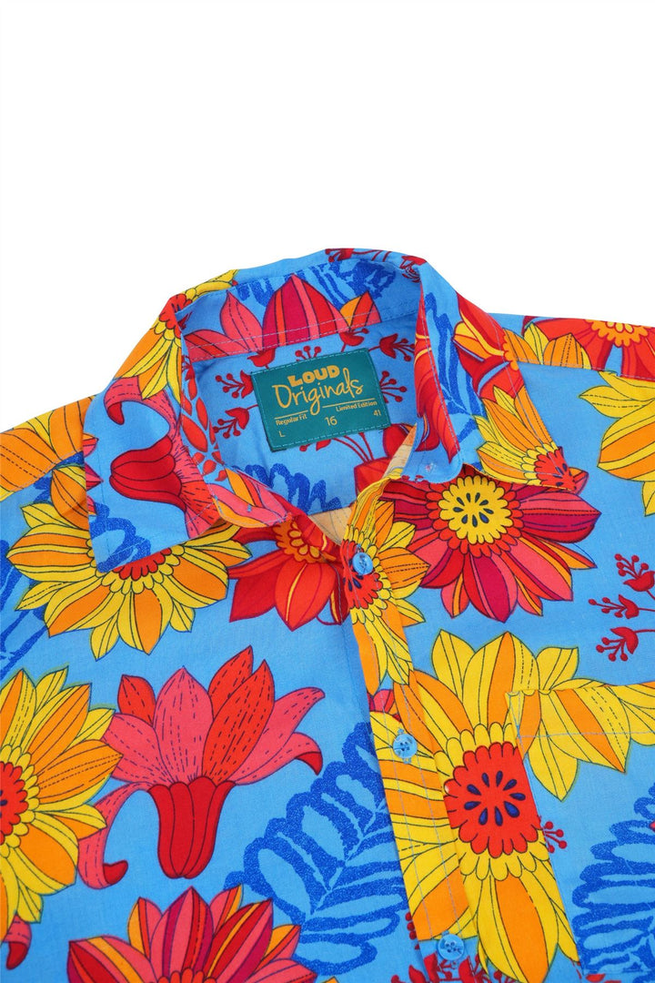 Regular Fit Short Sleeve Shirt - Blue Sky Meadow