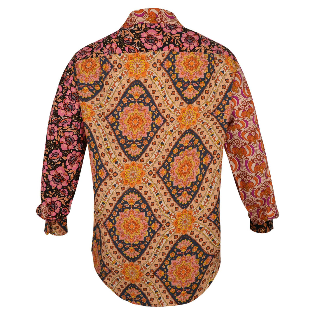 Regular Fit Long Sleeve Shirt - Random Mixed Panel Orange