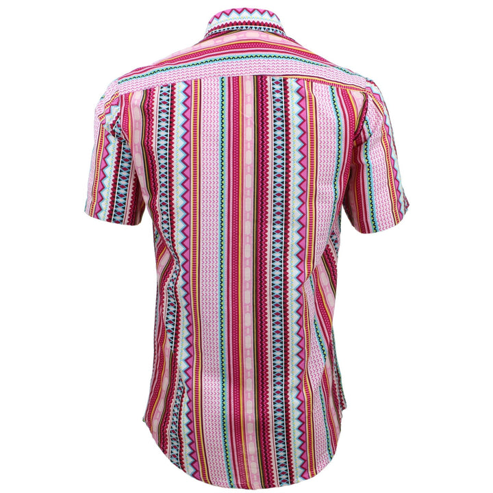 Tailored Fit Short Sleeve Shirt - Pink Aztec