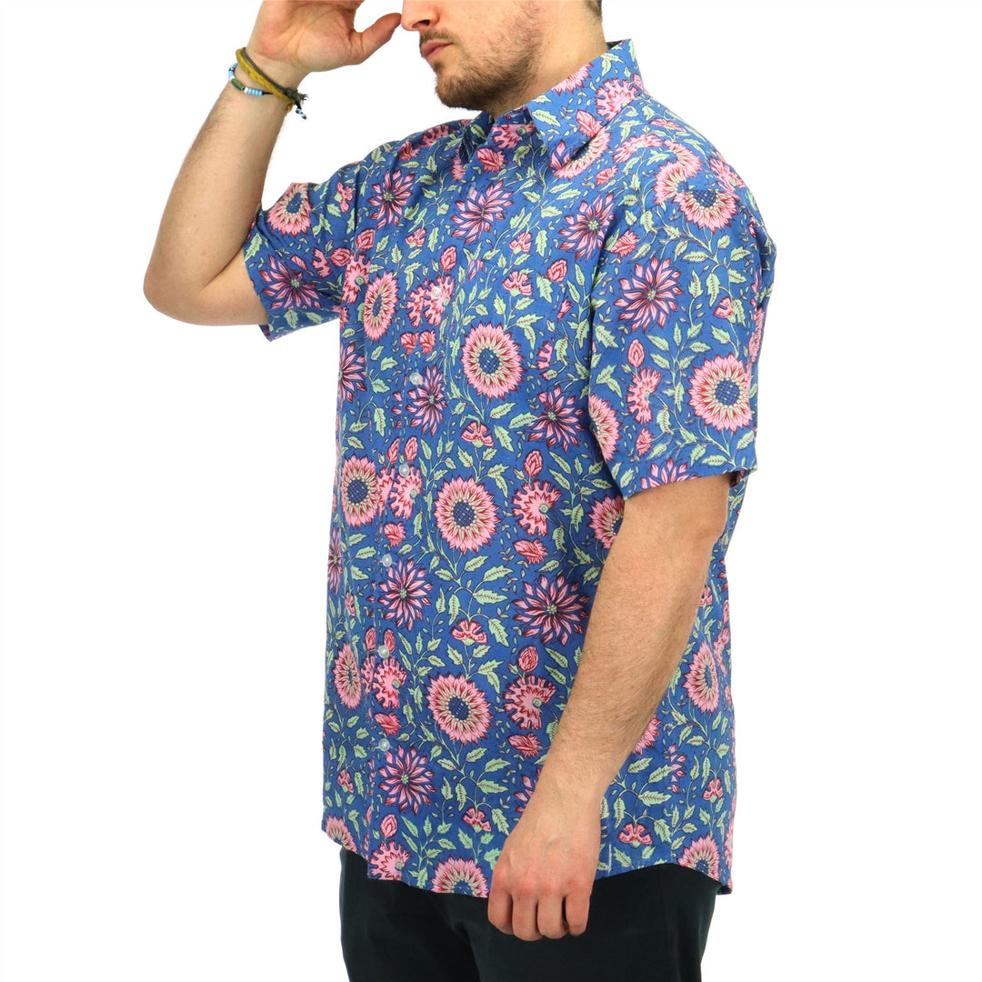Regular Fit Short Sleeve Shirt - Pink Thistles