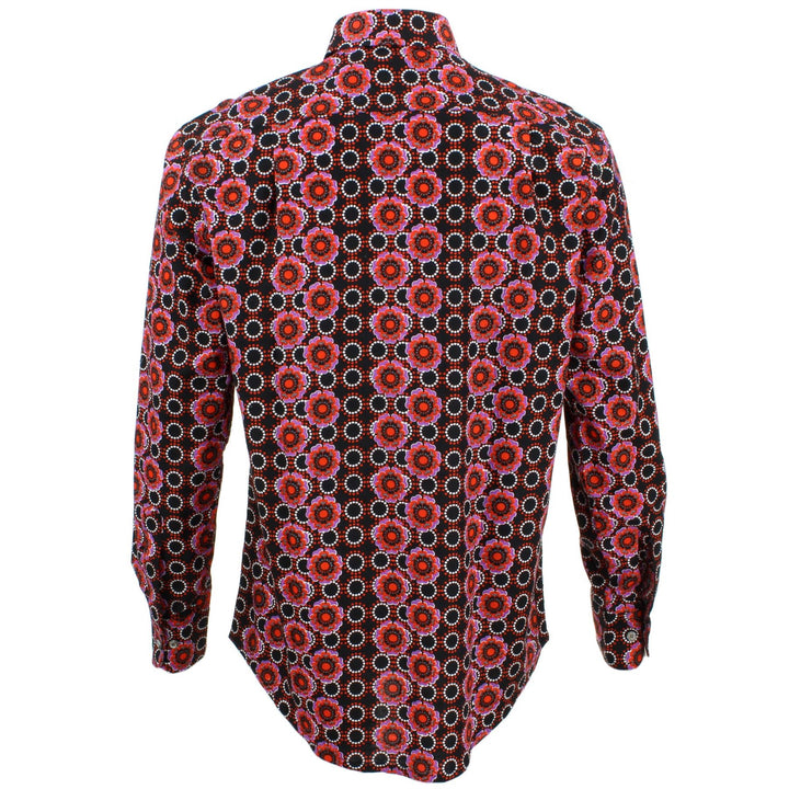 Regular Fit Long Sleeve Shirt - Black Abstract Poppies