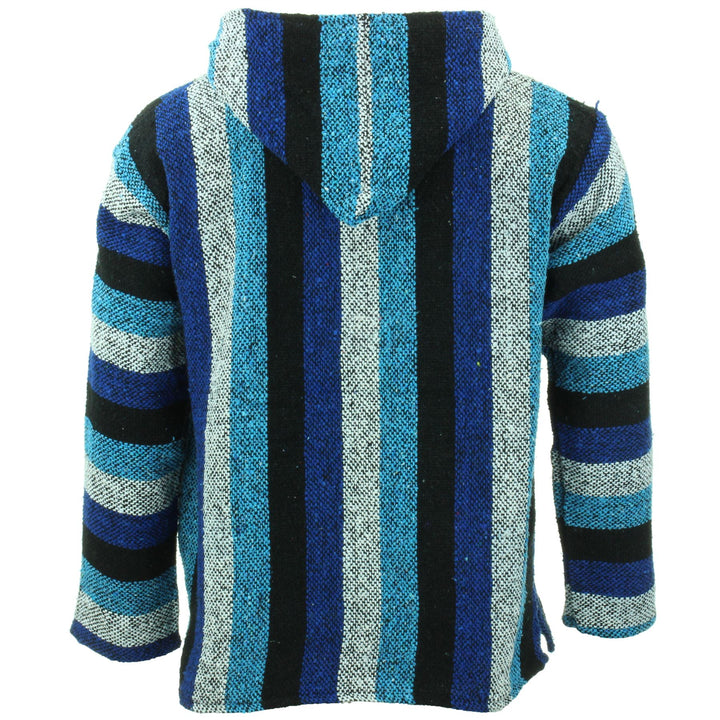 Recycled Mexican Baja Jerga Hoody - Blue Mix