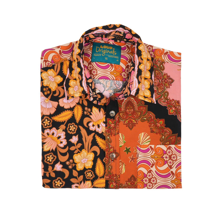 Regular Fit Short Sleeve Shirt - Random Mixed Panel Orange