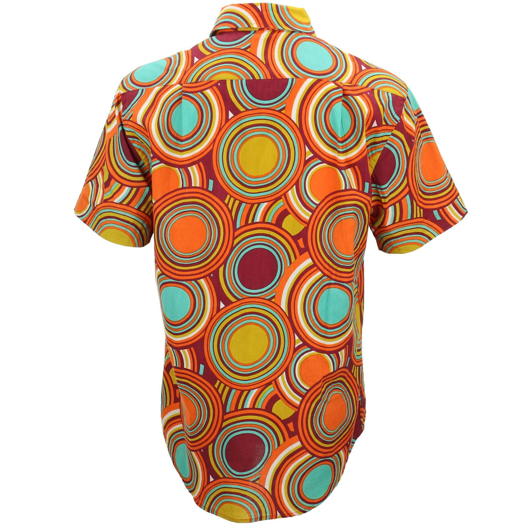 Regular Fit Short Sleeve Shirt - Retro Circle Orange Mustard