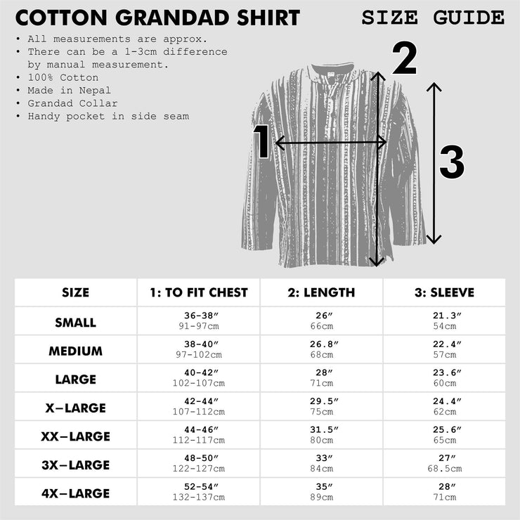 Cotton Grandad Collar Shirt - Blue Stripe