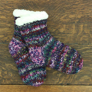 Hand Knitted Wool Ankle Socks - SD Purple Mix