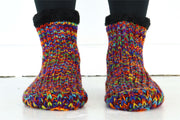 Hand Knitted Wool Slipper Socks - SD Rainbow