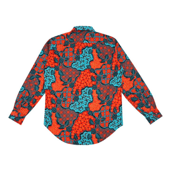 Regular Fit Long Sleeve Shirt - Coral Batik Mosaic