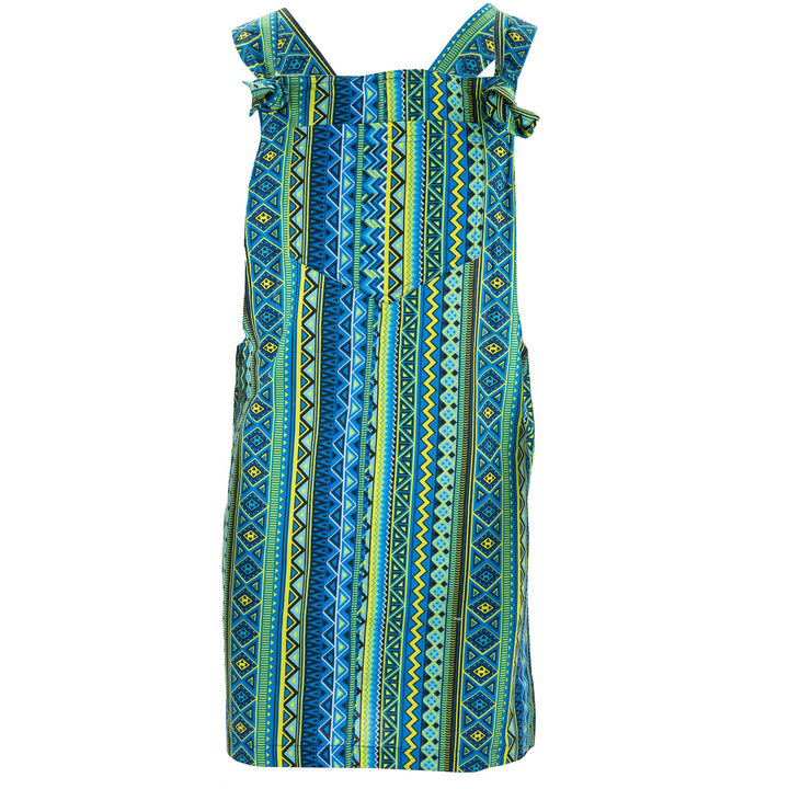 Chic Tea Shift Dungaree Dress - Aztec Blue