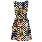 Belted Dress - Polka Dot Floral